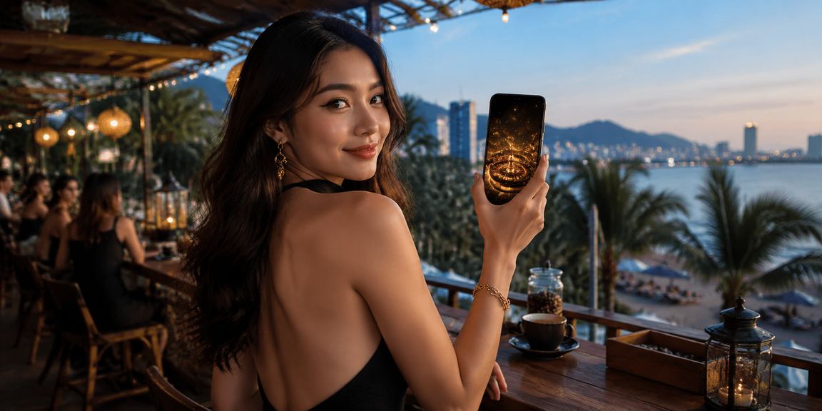 Người dùng chơi casino trên điện thoại tại quán cà phê Hà Nội